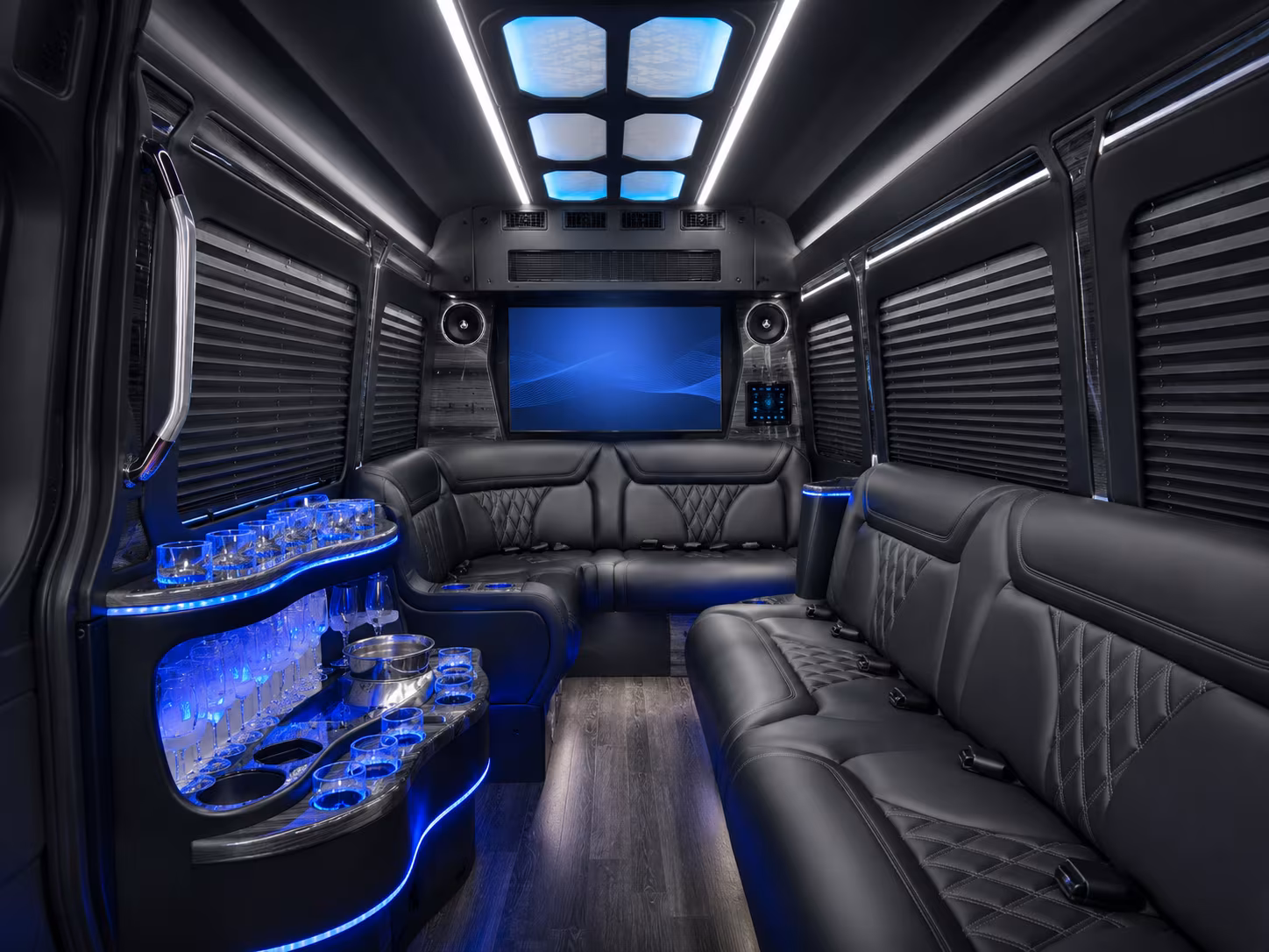 alexandria 20 passenger party bus interior