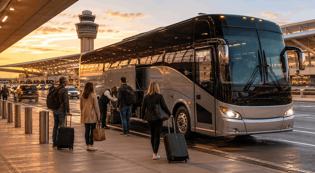 small group airport shuttle bus at reagan national airport near alexandria virginia